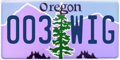 OR license plate 003WIG