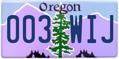 OR license plate 003WIJ