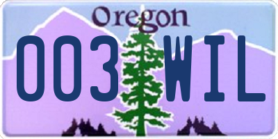 OR license plate 003WIL