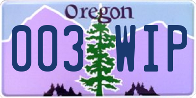 OR license plate 003WIP