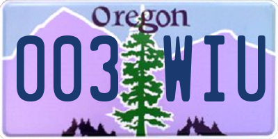 OR license plate 003WIU