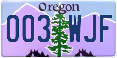 OR license plate 003WJF
