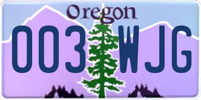 OR license plate 003WJG