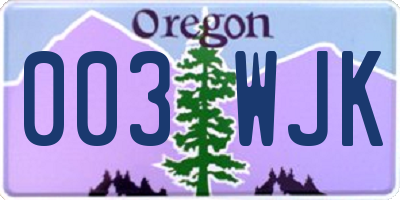 OR license plate 003WJK