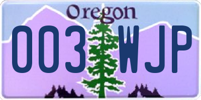 OR license plate 003WJP