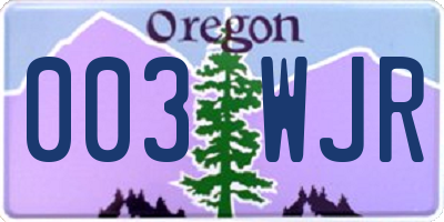 OR license plate 003WJR