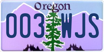 OR license plate 003WJS