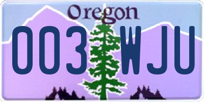 OR license plate 003WJU