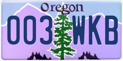 OR license plate 003WKB