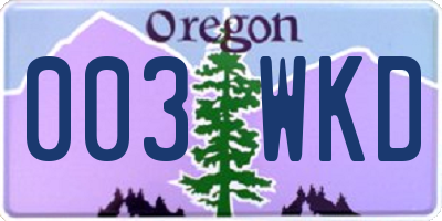 OR license plate 003WKD