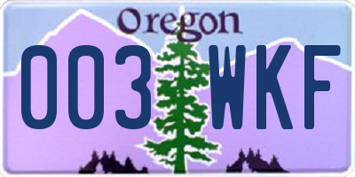 OR license plate 003WKF
