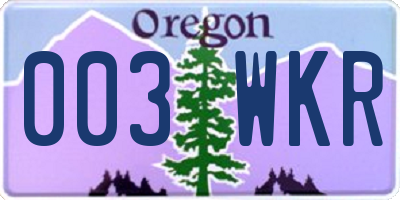 OR license plate 003WKR