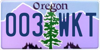 OR license plate 003WKT