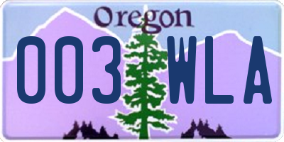 OR license plate 003WLA