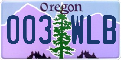 OR license plate 003WLB