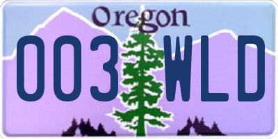OR license plate 003WLD