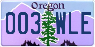 OR license plate 003WLE