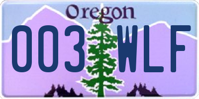 OR license plate 003WLF