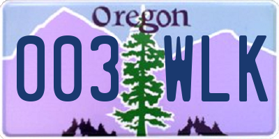 OR license plate 003WLK