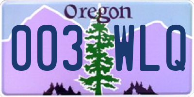 OR license plate 003WLQ