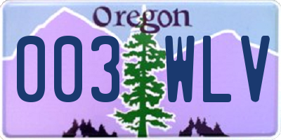 OR license plate 003WLV