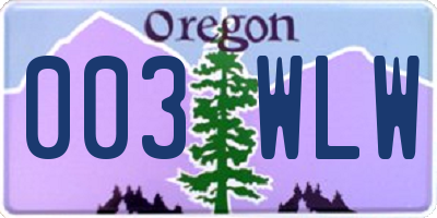 OR license plate 003WLW