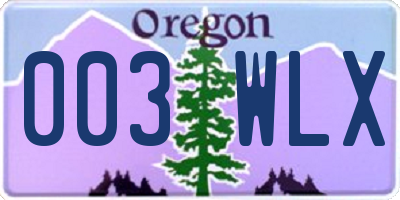 OR license plate 003WLX