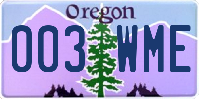 OR license plate 003WME
