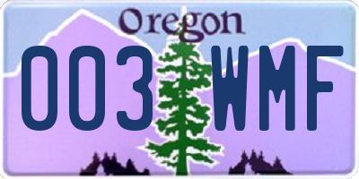 OR license plate 003WMF
