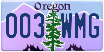 OR license plate 003WMG