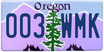 OR license plate 003WMK