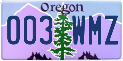 OR license plate 003WMZ