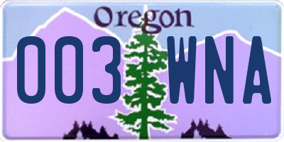 OR license plate 003WNA
