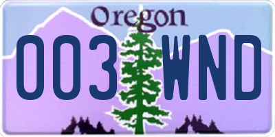 OR license plate 003WND