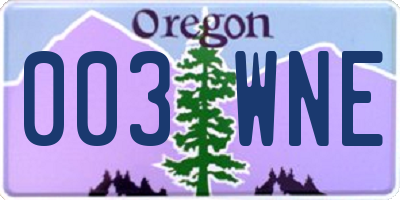 OR license plate 003WNE