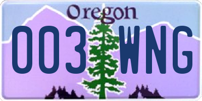 OR license plate 003WNG