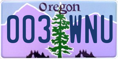 OR license plate 003WNU