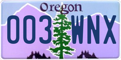 OR license plate 003WNX