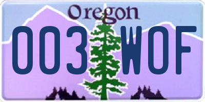 OR license plate 003WOF