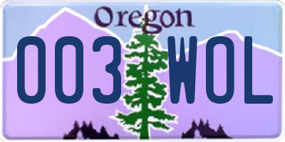 OR license plate 003WOL