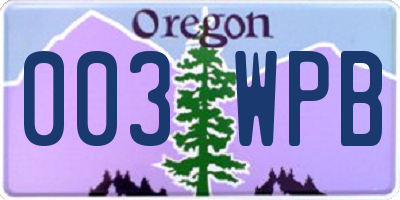OR license plate 003WPB