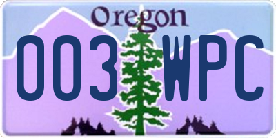 OR license plate 003WPC