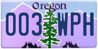 OR license plate 003WPH