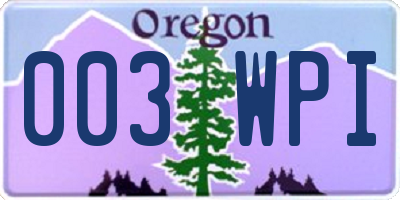 OR license plate 003WPI