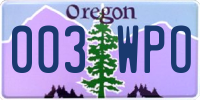 OR license plate 003WPO