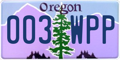OR license plate 003WPP