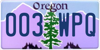 OR license plate 003WPQ
