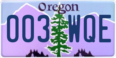 OR license plate 003WQE