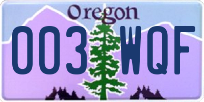 OR license plate 003WQF