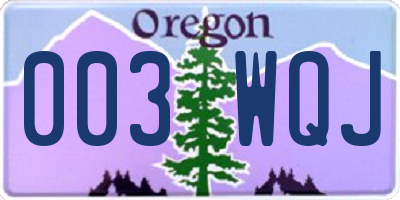 OR license plate 003WQJ